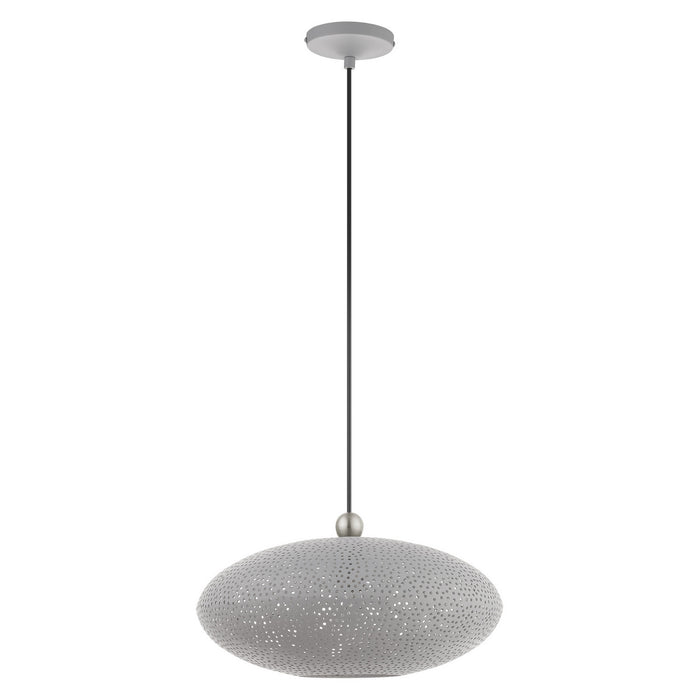 Livex Lighting 49102-80 One Light Pendant, Nordic Gray w/ Brushed Nickels