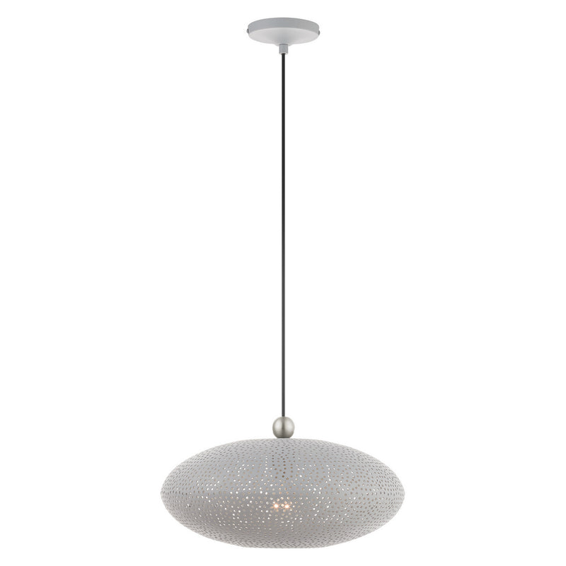 Livex Lighting 49102-80 One Light Pendant, Nordic Gray w/ Brushed Nickels