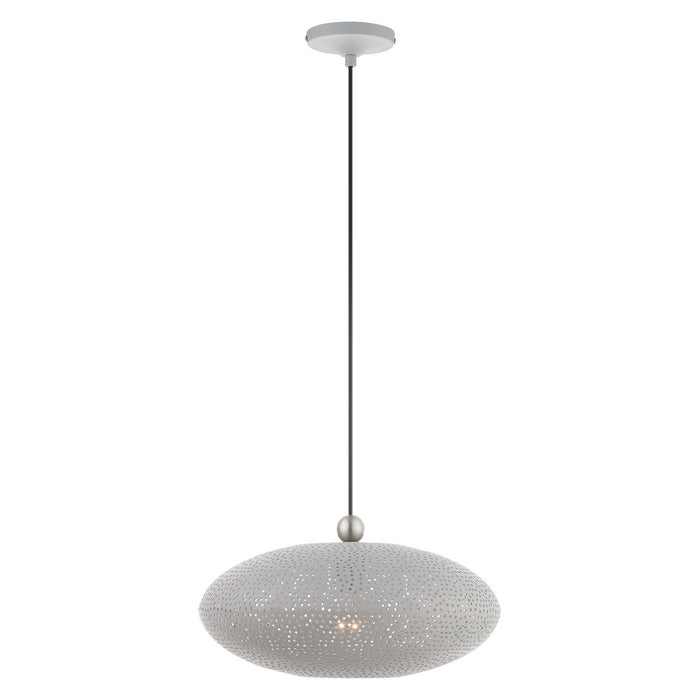 Livex Lighting 49102-80 One Light Pendant, Nordic Gray w/ Brushed Nickels