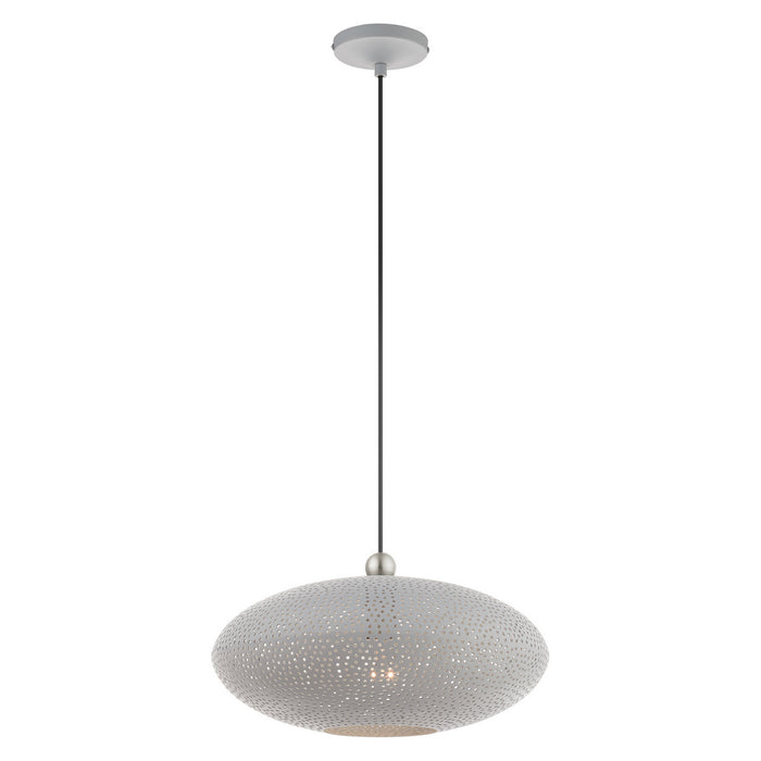 Livex Lighting 49102-80 One Light Pendant, Nordic Gray w/ Brushed Nickels