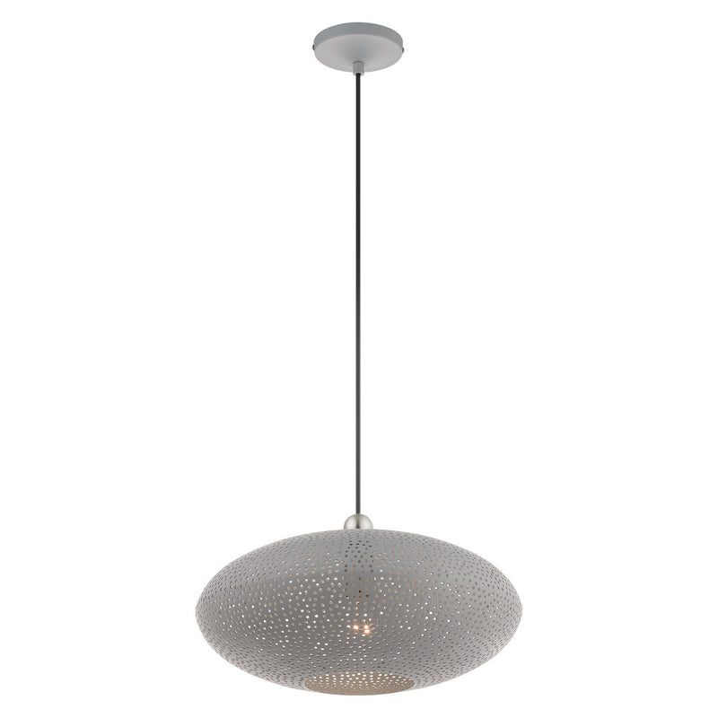 Livex Lighting 49102-80 One Light Pendant, Nordic Gray w/ Brushed Nickels