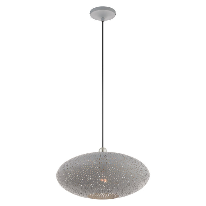 Livex Lighting 49102-80 One Light Pendant, Nordic Gray w/ Brushed Nickels