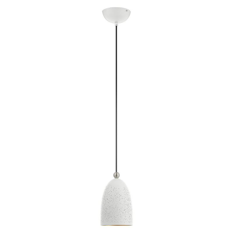 Livex Lighting 49107-03 One Light Pendant, White w/ Brushed Nickels