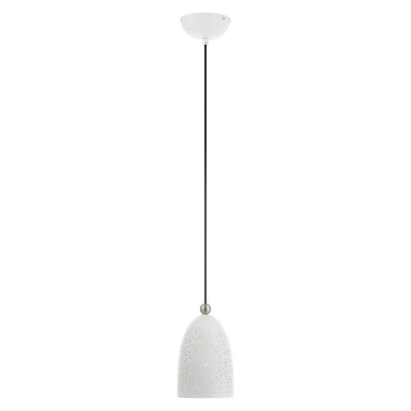 Livex Lighting 49107-03 One Light Pendant, White w/ Brushed Nickels