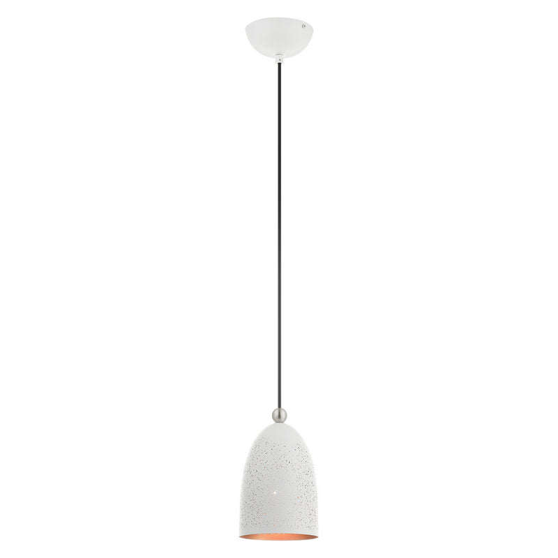 Livex Lighting 49107-03 One Light Pendant, White w/ Brushed Nickels