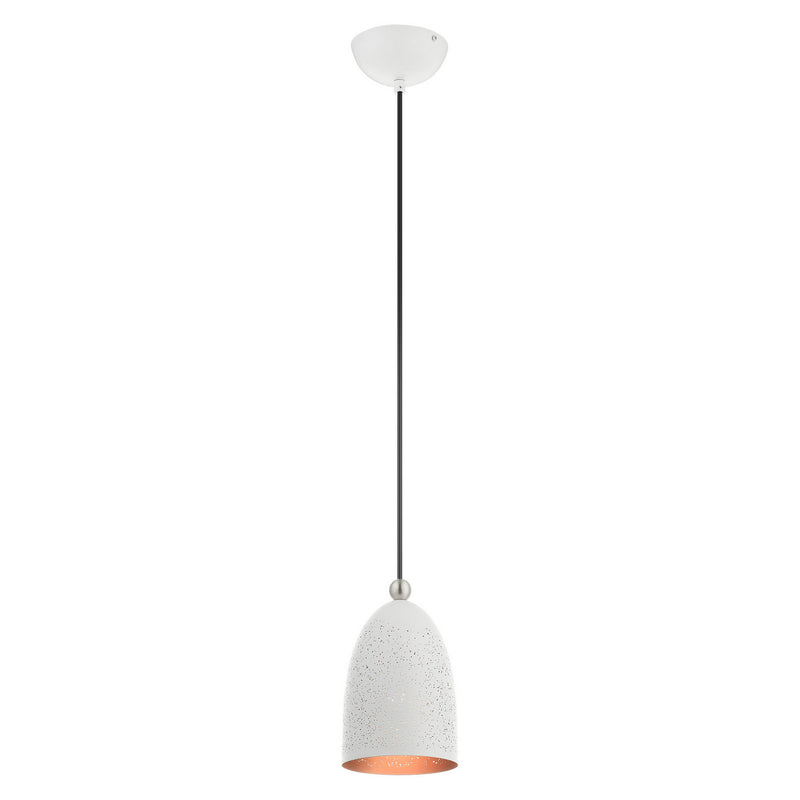 Livex Lighting 49107-03 One Light Pendant, White w/ Brushed Nickels