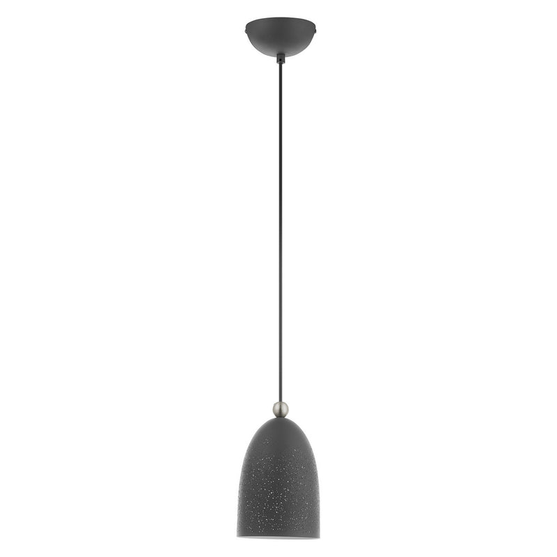 Livex Lighting 49107-76 One Light Pendant, Scandinavian Gray w/ Brushed Nickels
