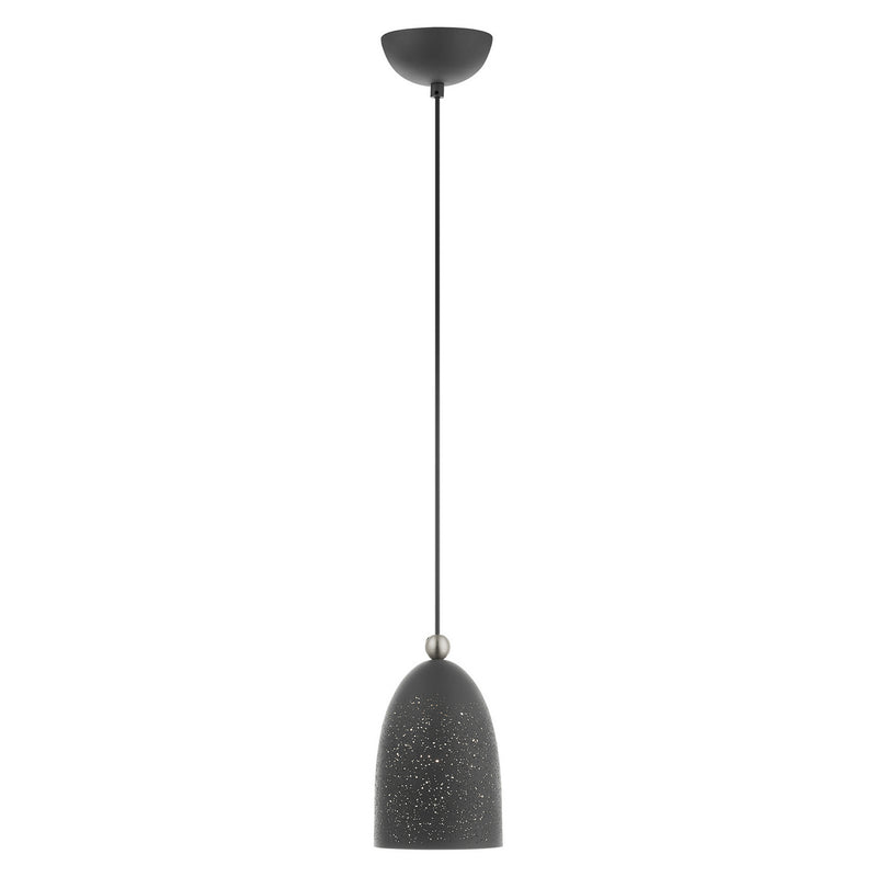 Livex Lighting 49107-76 One Light Pendant, Scandinavian Gray w/ Brushed Nickels