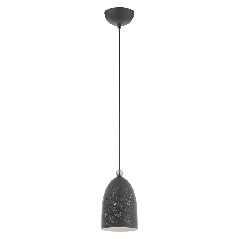Livex Lighting 49107-76 One Light Pendant, Scandinavian Gray w/ Brushed Nickels