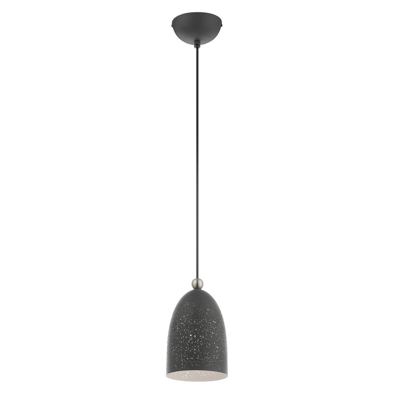 Livex Lighting 49107-76 One Light Pendant, Scandinavian Gray w/ Brushed Nickels