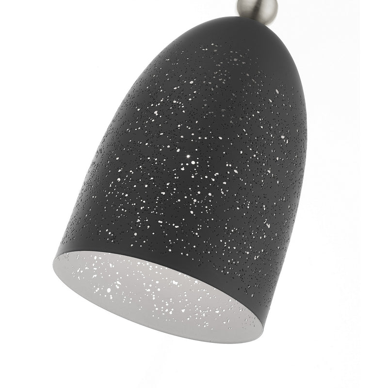 Livex Lighting 49107-76 One Light Pendant, Scandinavian Gray w/ Brushed Nickels