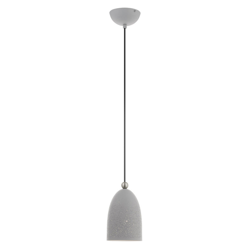 Livex Lighting 49107-80 One Light Pendant, Nordic Gray w/ Brushed Nickels