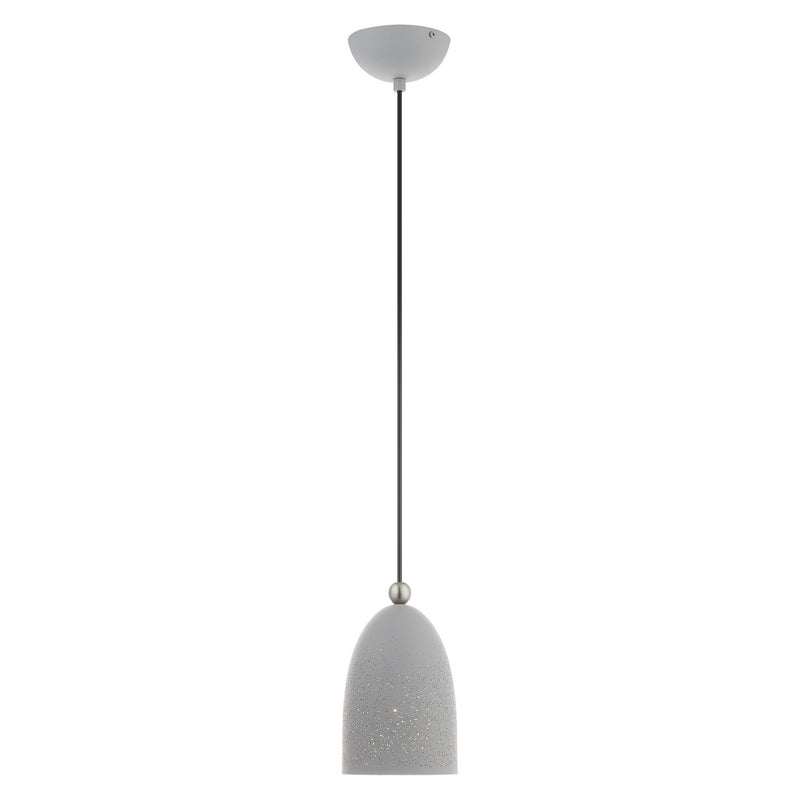 Livex Lighting 49107-80 One Light Pendant, Nordic Gray w/ Brushed Nickels