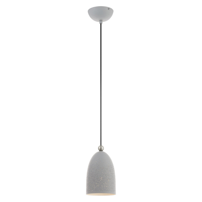 Livex Lighting 49107-80 One Light Pendant, Nordic Gray w/ Brushed Nickels