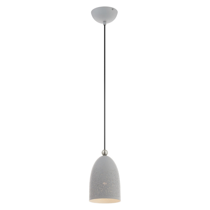 Livex Lighting 49107-80 One Light Pendant, Nordic Gray w/ Brushed Nickels