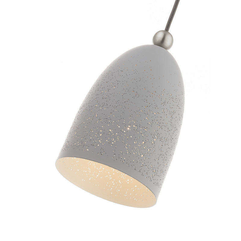 Livex Lighting 49107-80 One Light Pendant, Nordic Gray w/ Brushed Nickels