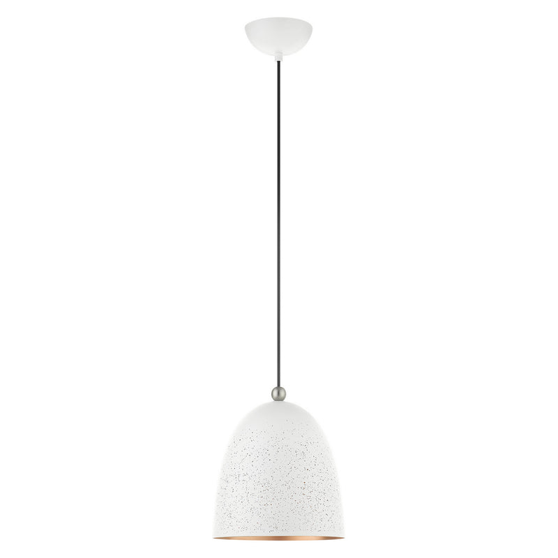 Livex Lighting 49108-03 One Light Pendant, White w/ Brushed Nickels