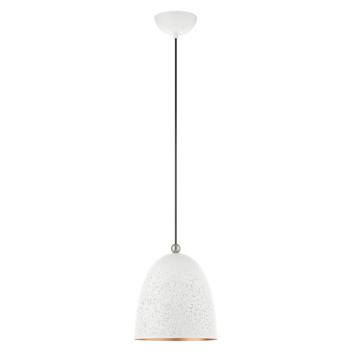 Livex Lighting 49108-03 One Light Pendant, White w/ Brushed Nickels