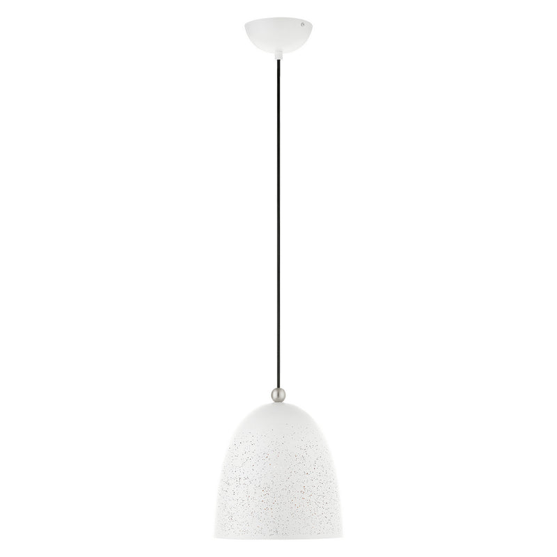 Livex Lighting 49108-03 One Light Pendant, White w/ Brushed Nickels