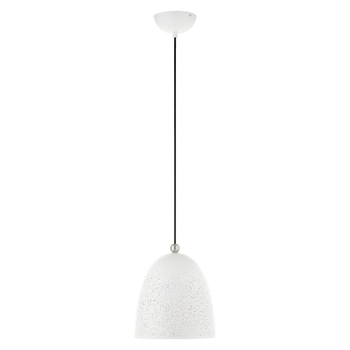 Livex Lighting 49108-03 One Light Pendant, White w/ Brushed Nickels