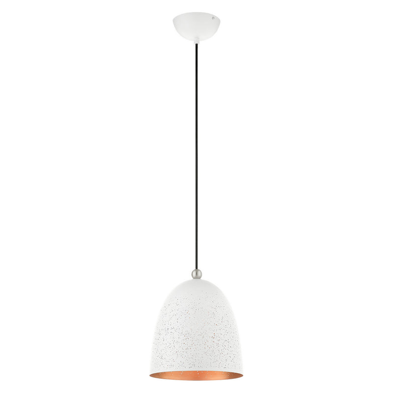 Livex Lighting 49108-03 One Light Pendant, White w/ Brushed Nickels