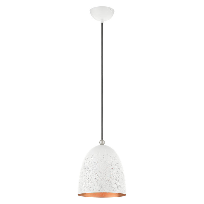 Livex Lighting 49108-03 One Light Pendant, White w/ Brushed Nickels