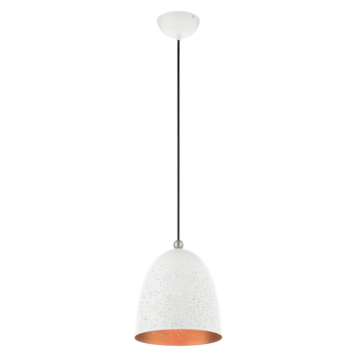 Livex Lighting 49108-03 One Light Pendant, White w/ Brushed Nickels