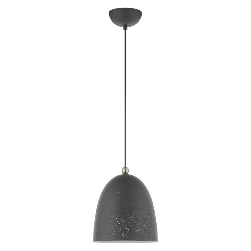 Livex Lighting 49108-76 One Light Pendant, Scandinavian Gray w/ Brushed Nickels