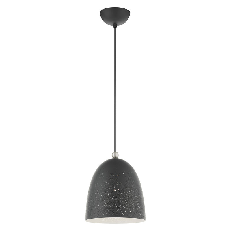 Livex Lighting 49108-76 One Light Pendant, Scandinavian Gray w/ Brushed Nickels