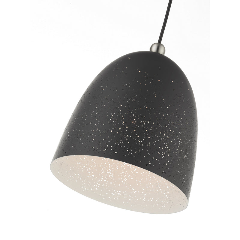 Livex Lighting 49108-76 One Light Pendant, Scandinavian Gray w/ Brushed Nickels