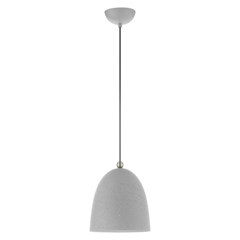 Livex Lighting 49108-80 One Light Pendant, Nordic Gray w/ Brushed Nickels