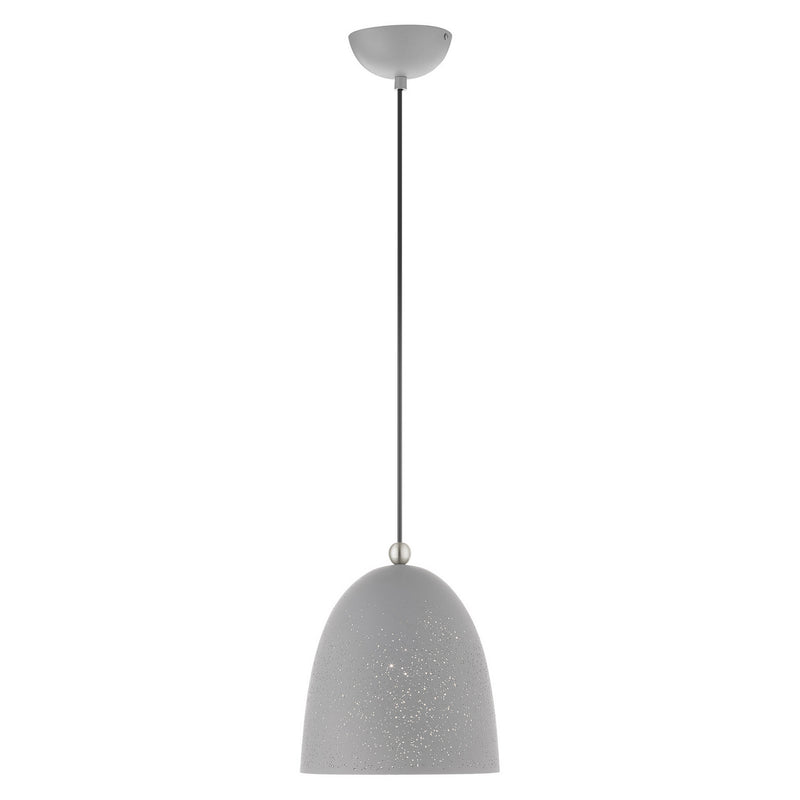 Livex Lighting 49108-80 One Light Pendant, Nordic Gray w/ Brushed Nickels