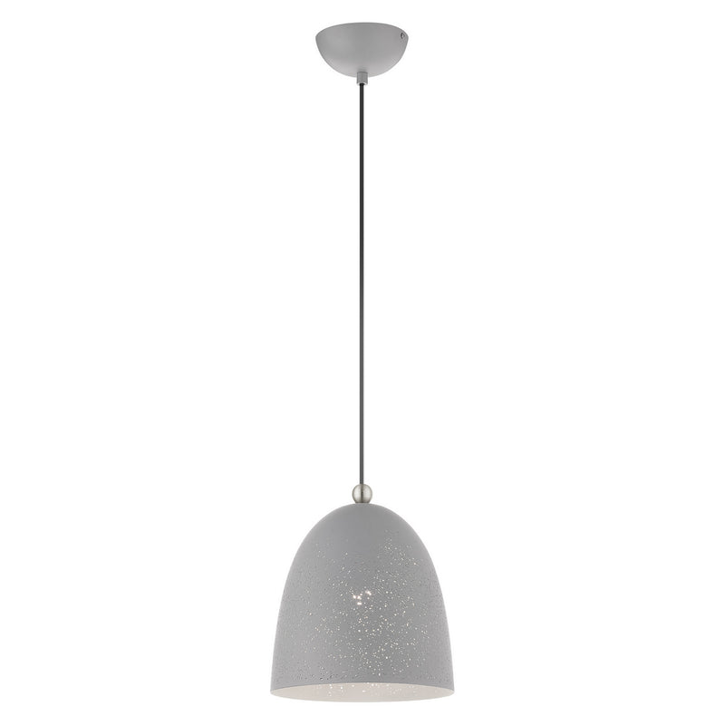 Livex Lighting 49108-80 One Light Pendant, Nordic Gray w/ Brushed Nickels