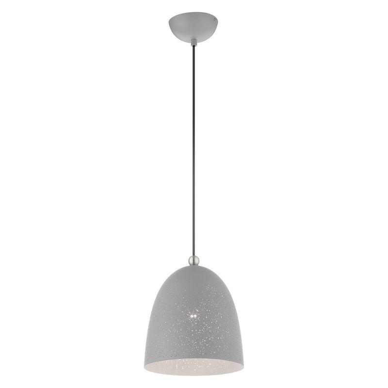 Livex Lighting 49108-80 One Light Pendant, Nordic Gray w/ Brushed Nickels