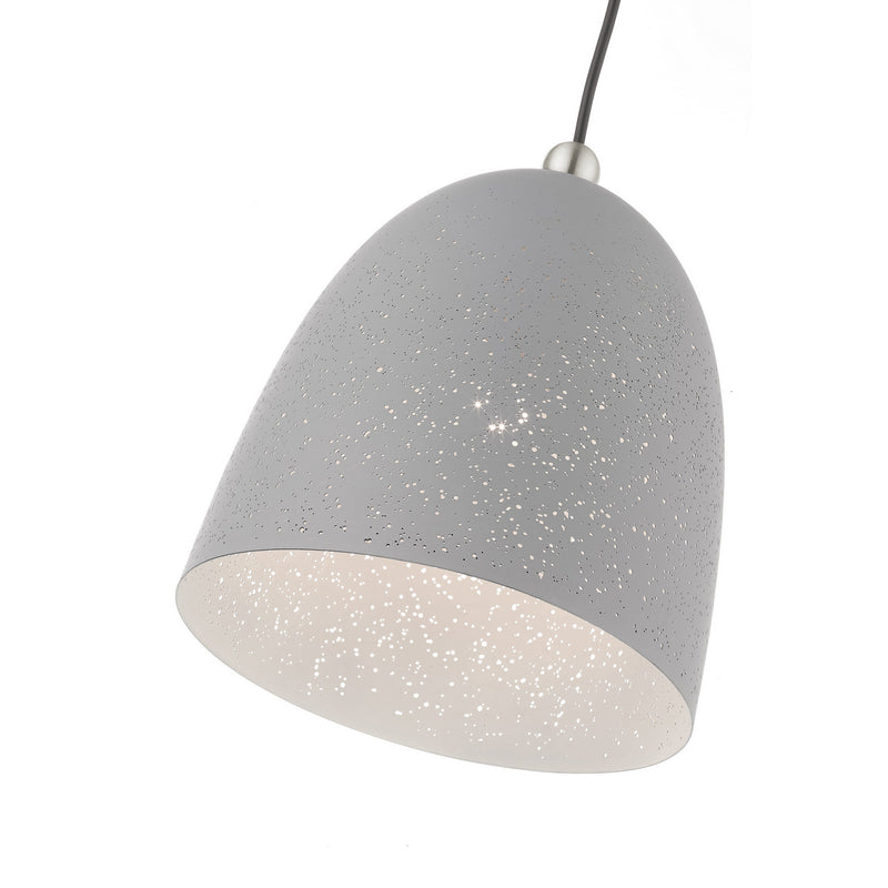 Livex Lighting 49108-80 One Light Pendant, Nordic Gray w/ Brushed Nickels