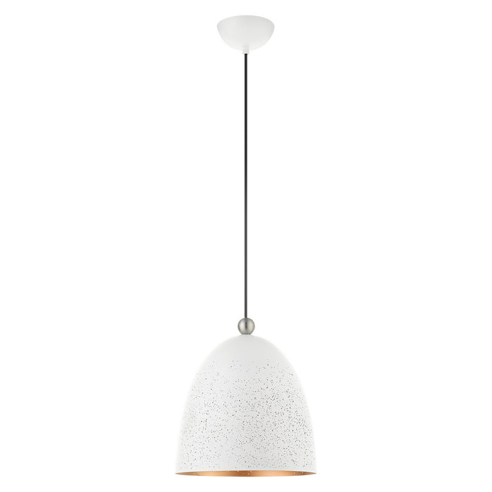 Livex Lighting 49109-03 One Light Pendant, White w/ Brushed Nickels