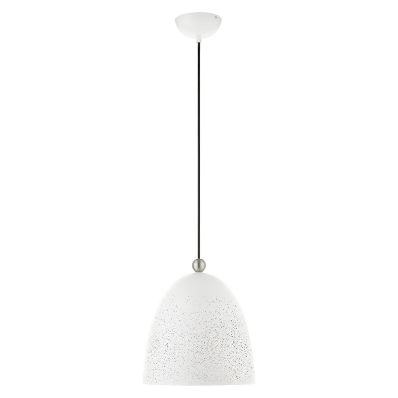 Livex Lighting 49109-03 One Light Pendant, White w/ Brushed Nickels