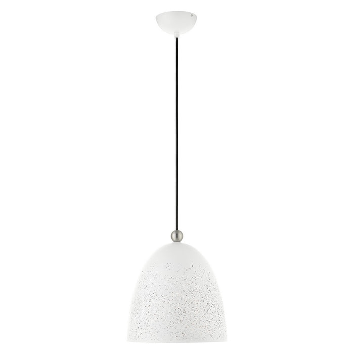 Livex Lighting 49109-03 One Light Pendant, White w/ Brushed Nickels