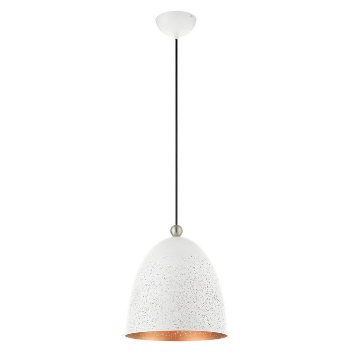 Livex Lighting 49109-03 One Light Pendant, White w/ Brushed Nickels