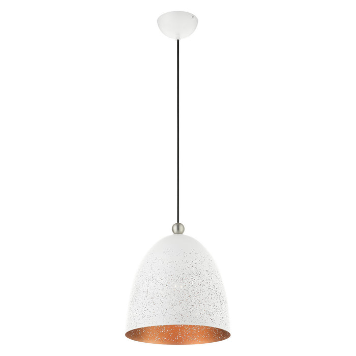 Livex Lighting 49109-03 One Light Pendant, White w/ Brushed Nickels