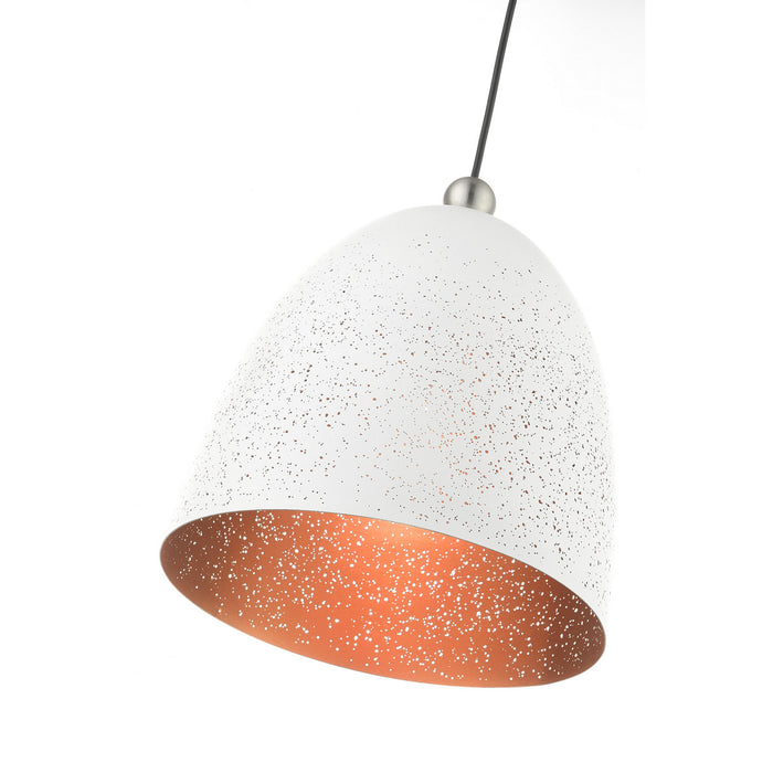 Livex Lighting 49109-03 One Light Pendant, White w/ Brushed Nickels