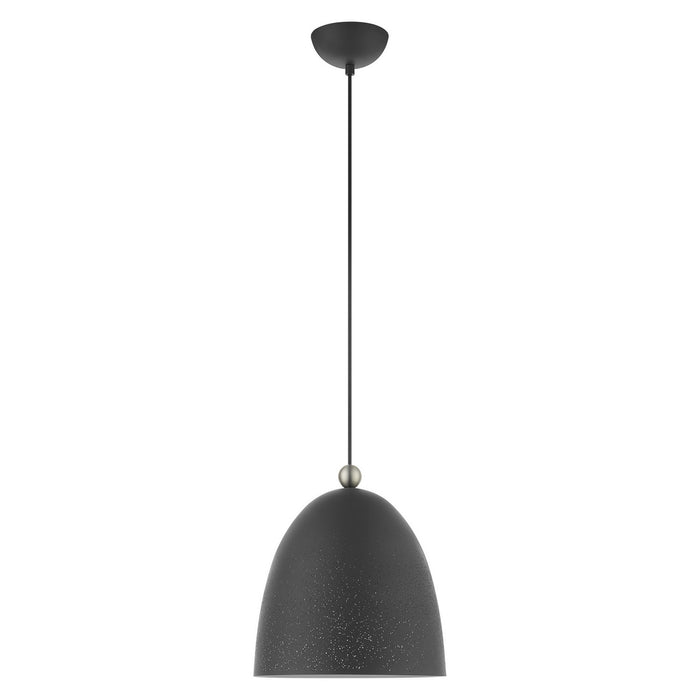 Livex Lighting 49109-76 One Light Pendant, Scandinavian Gray w/ Brushed Nickels