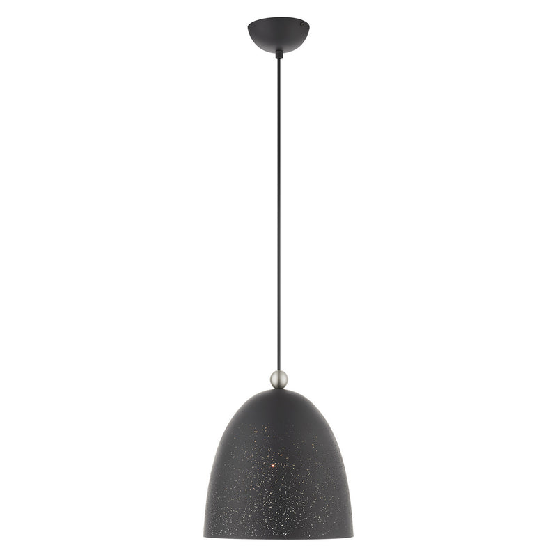 Livex Lighting 49109-76 One Light Pendant, Scandinavian Gray w/ Brushed Nickels