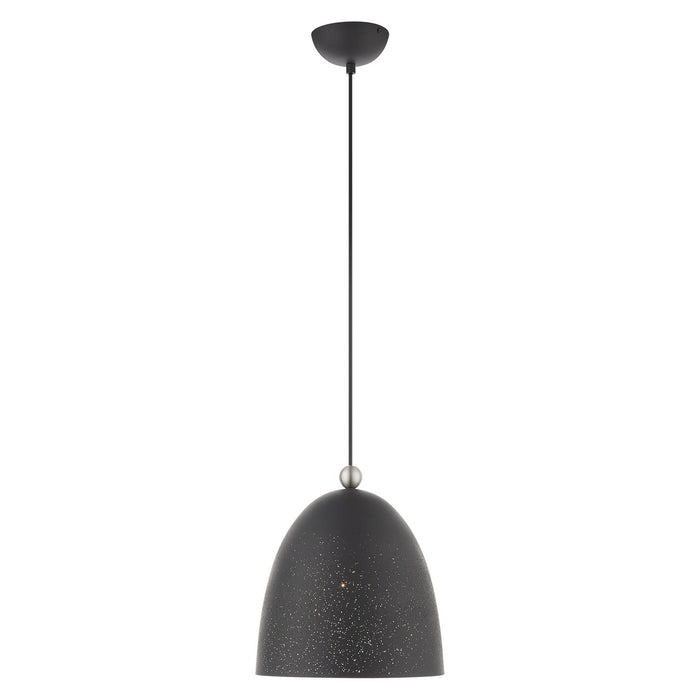 Livex Lighting 49109-76 One Light Pendant, Scandinavian Gray w/ Brushed Nickels