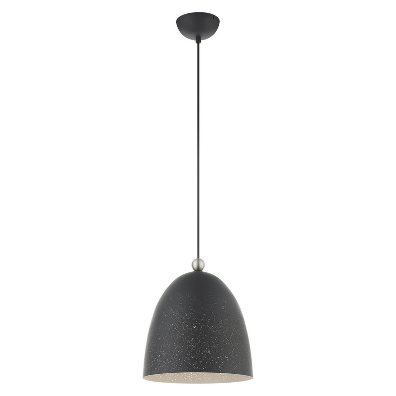 Livex Lighting 49109-76 One Light Pendant, Scandinavian Gray w/ Brushed Nickels