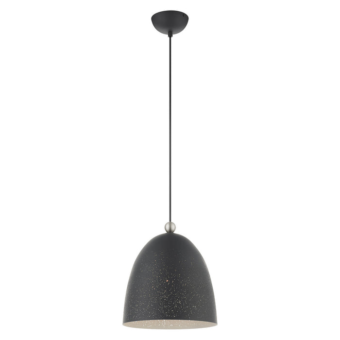 Livex Lighting 49109-76 One Light Pendant, Scandinavian Gray w/ Brushed Nickels