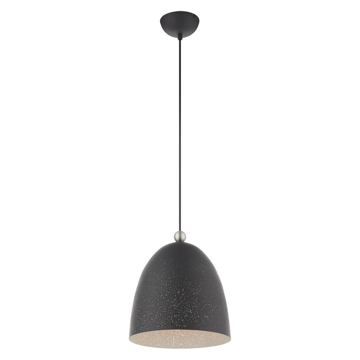 Livex Lighting 49109-76 One Light Pendant, Scandinavian Gray w/ Brushed Nickels