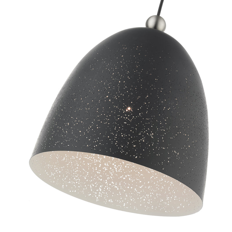 Livex Lighting 49109-76 One Light Pendant, Scandinavian Gray w/ Brushed Nickels