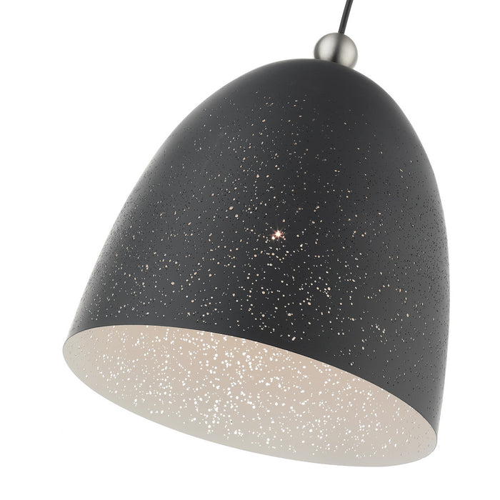 Livex Lighting 49109-76 One Light Pendant, Scandinavian Gray w/ Brushed Nickels