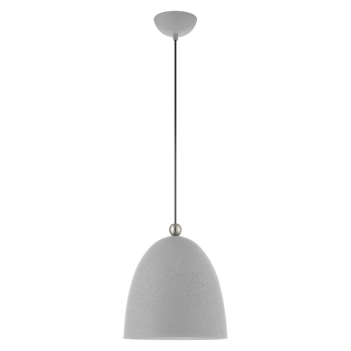 Livex Lighting 49109-80 One Light Pendant, Nordic Gray w/ Brushed Nickels